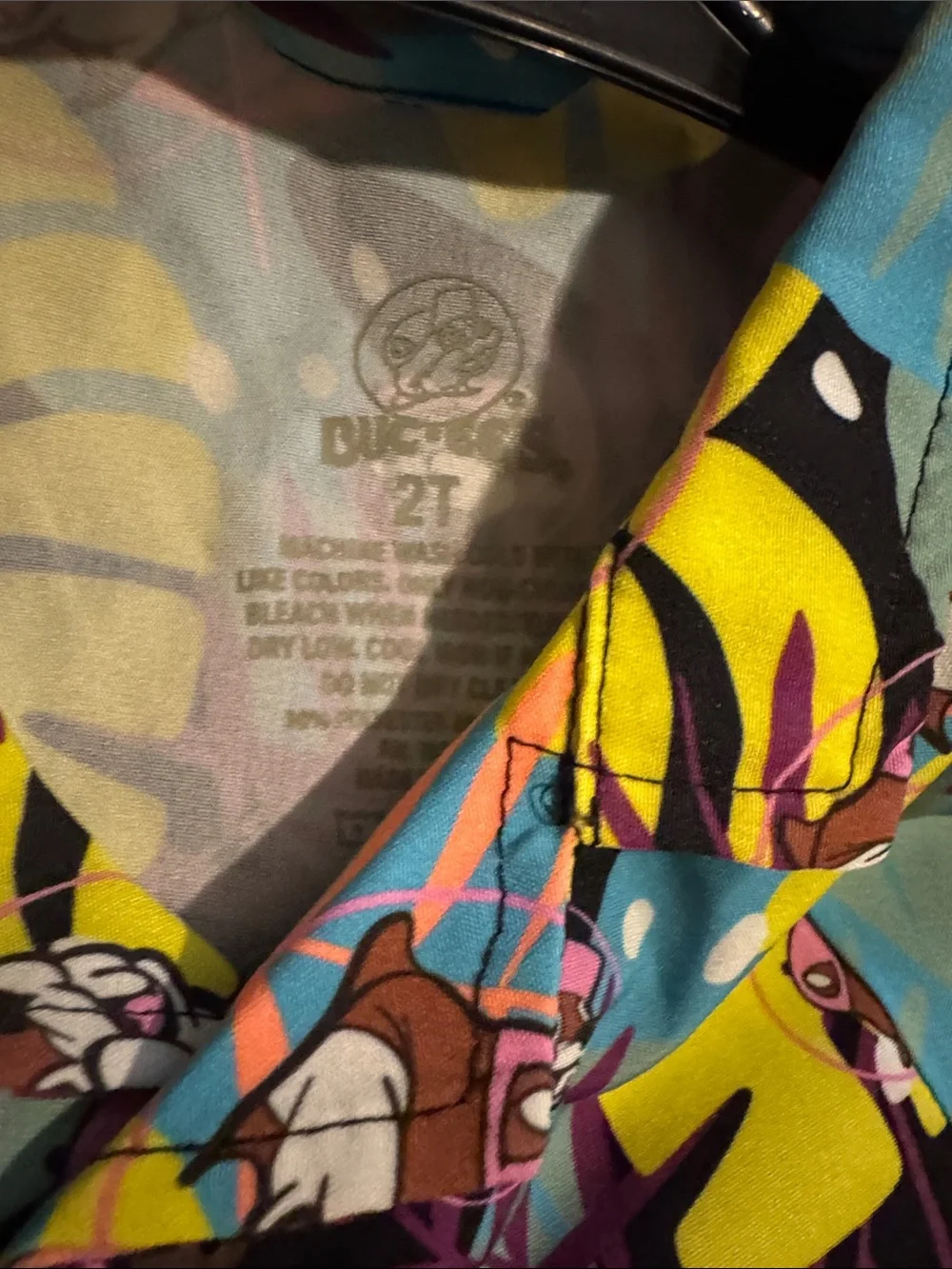 Buc-ees Kids Tropical Cartoon Button-Front Swim Coverup - Pink, Yellow & Blue